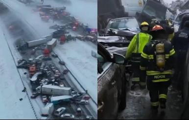 Tormenta invernal provoca accidente de más de 45 autos en
EU